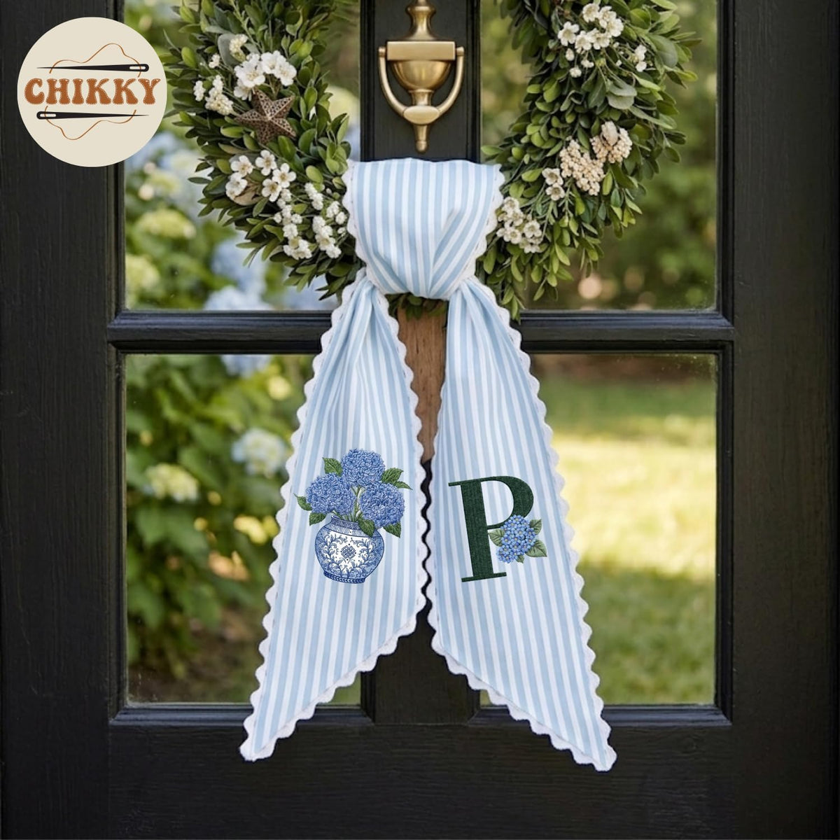 Monogram Personalized Wreath Sash — 10 - Hydrangea — image 3