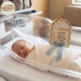 Personalized Wooden Birth Announcement Sign — 3 - plaid — image 3