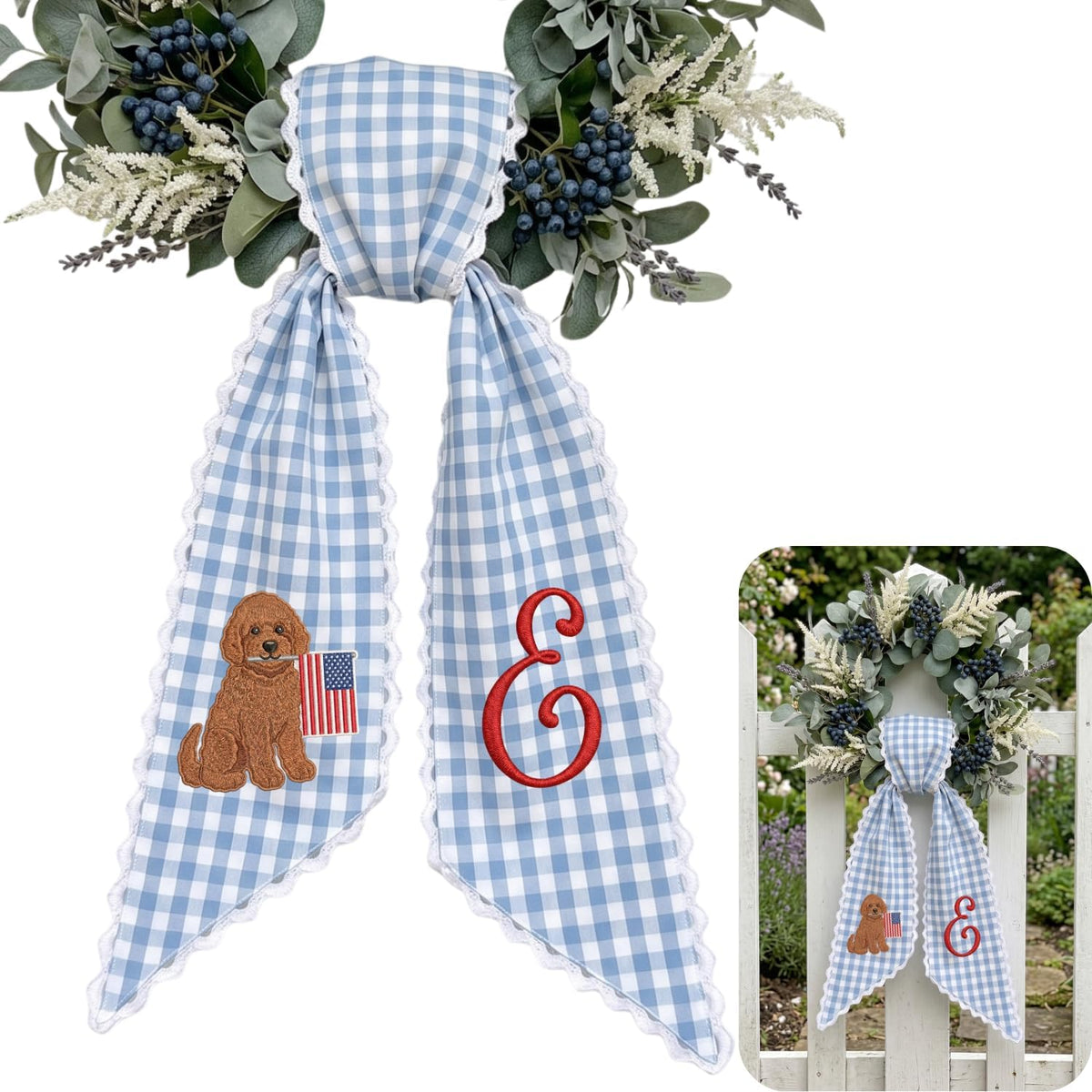 Patriotic Personalized Wreath Sash