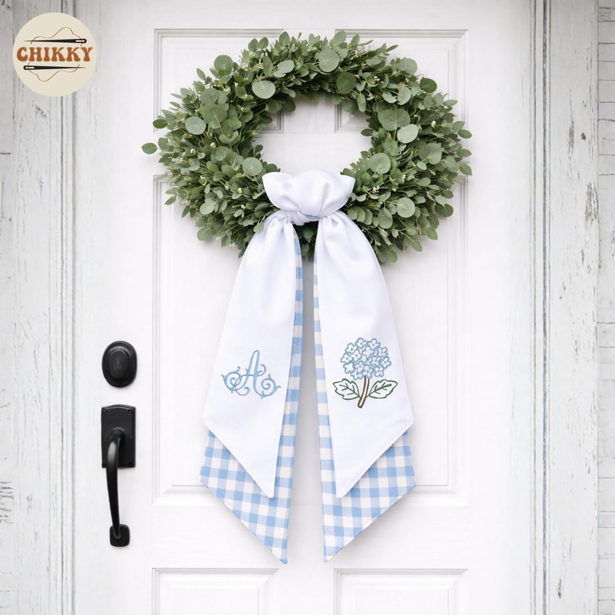 Monogram Personalized Wreath Sash — 9 - Hydrangea — image 3