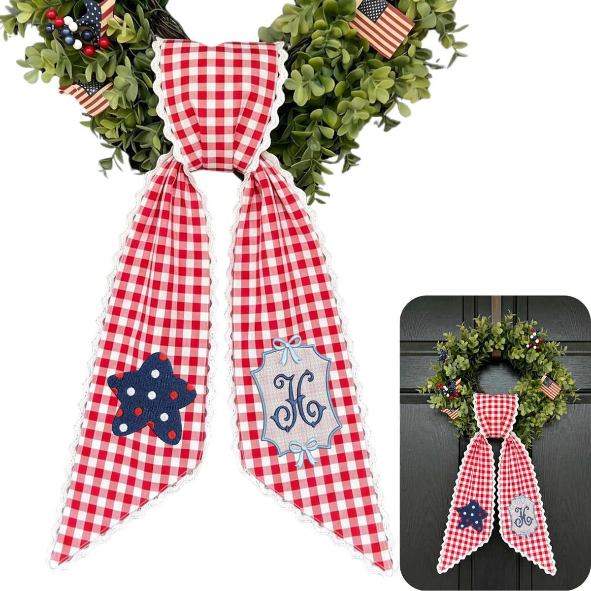 Patriotic Personalized Wreath Sash — 7 - Star