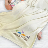 Personalized Knit Baby Blanket — 9 - Dinosaur — image 4