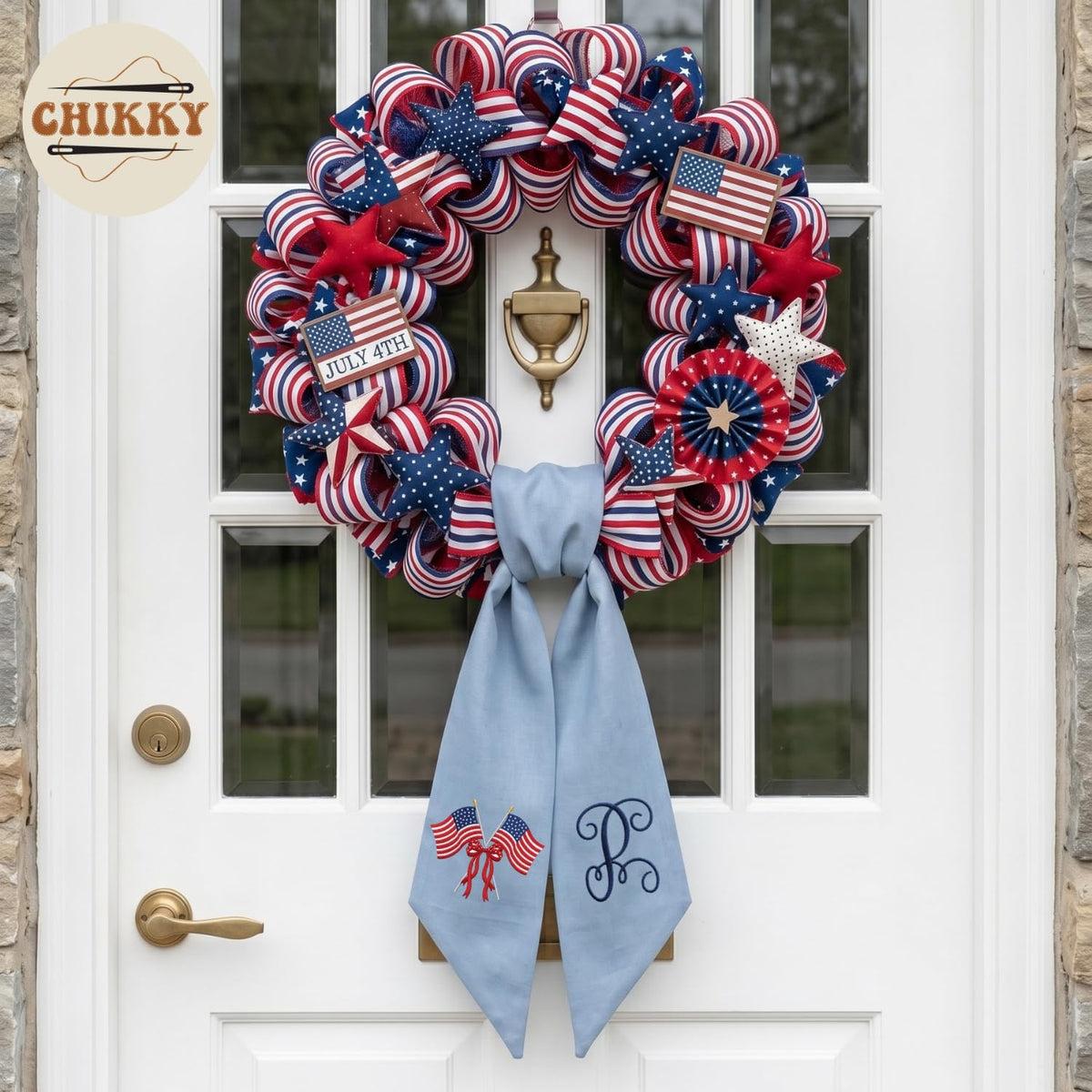 Patriotic Personalized Wreath Sash — 6 - USA Flag — image 5