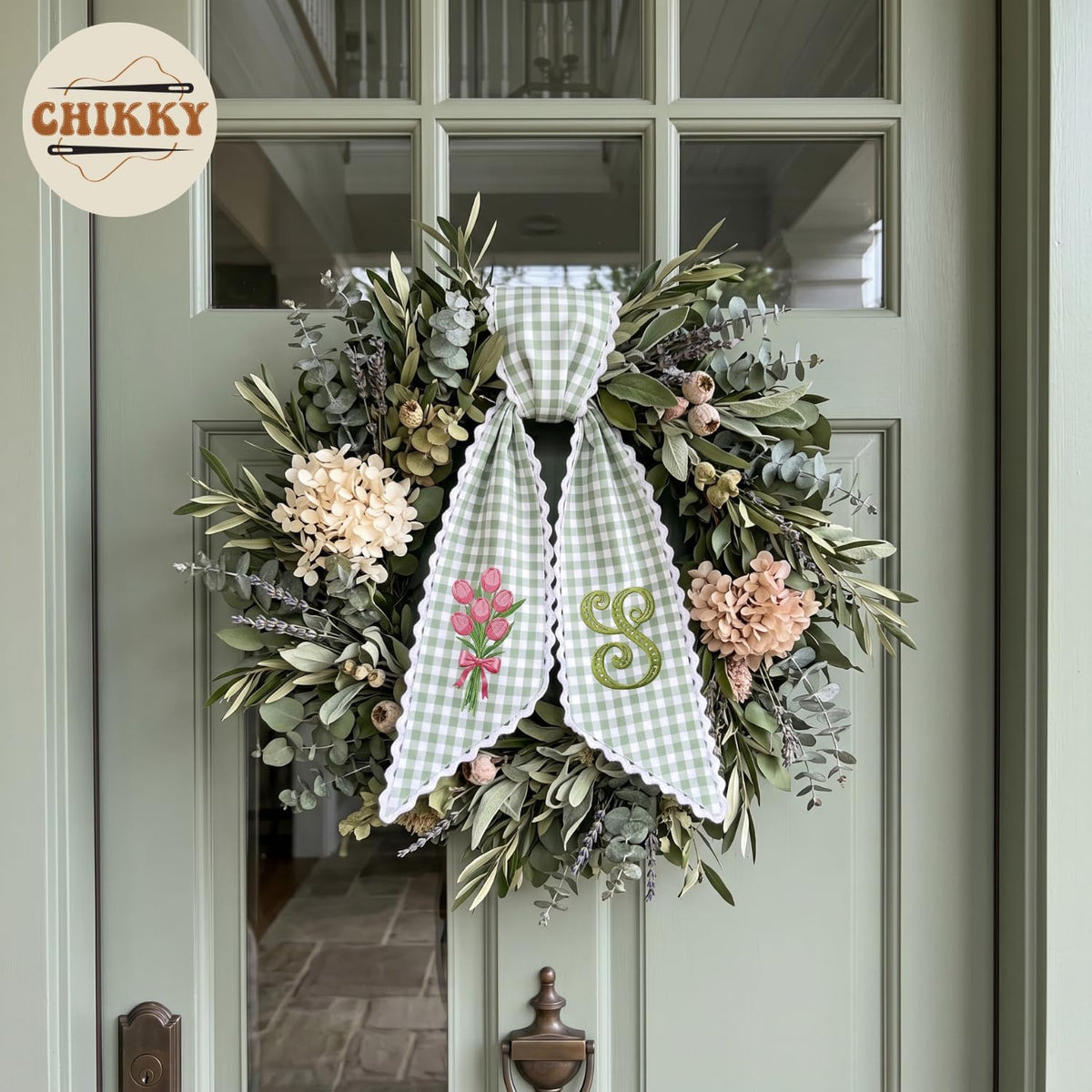 Monogram Personalized Wreath Sash — 8 - Pink Tulip — image 2
