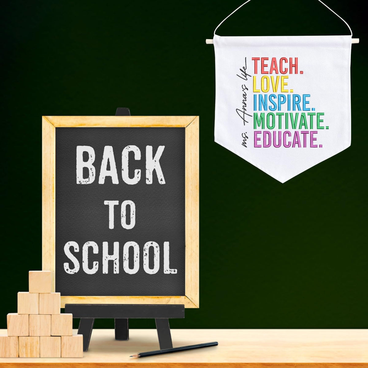 Personalized Embroidered Teacher Banner — 9 — image 3