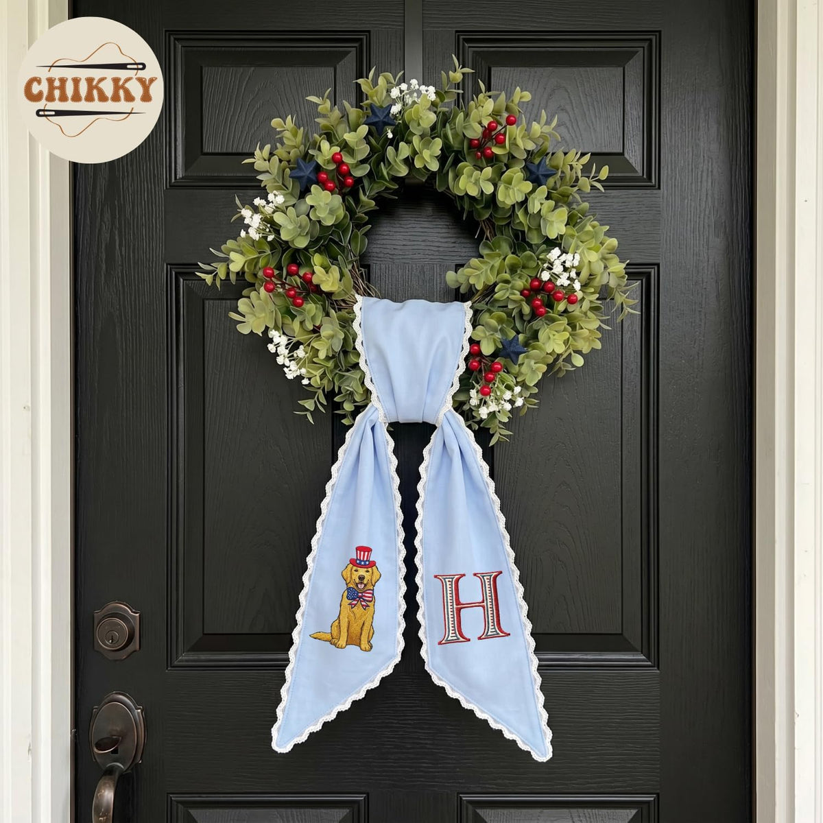 Patriotic Personalized Wreath Sash — 10 - USA Golden Retriever — image 6