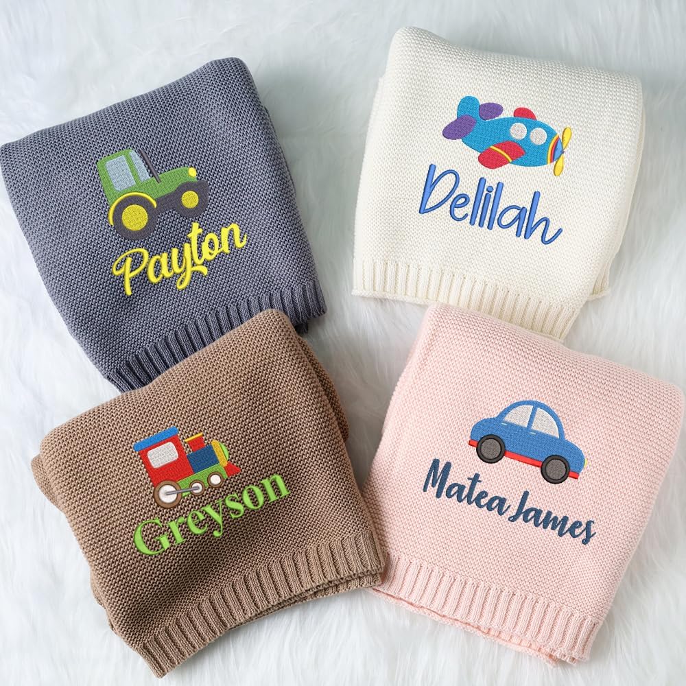Personalized Knit Baby Blanket — 4 - Vehicle — image 2