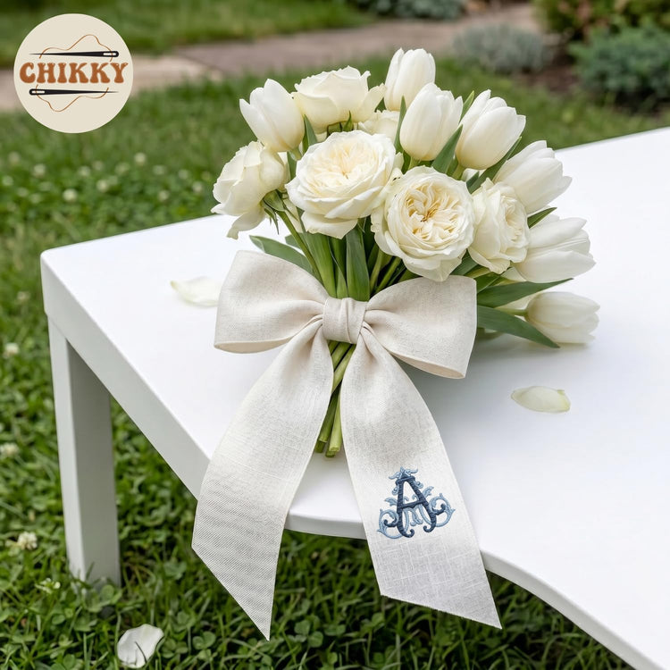 Personalized Embroidered Bouquet Sash — 8 - Monogram — image 2