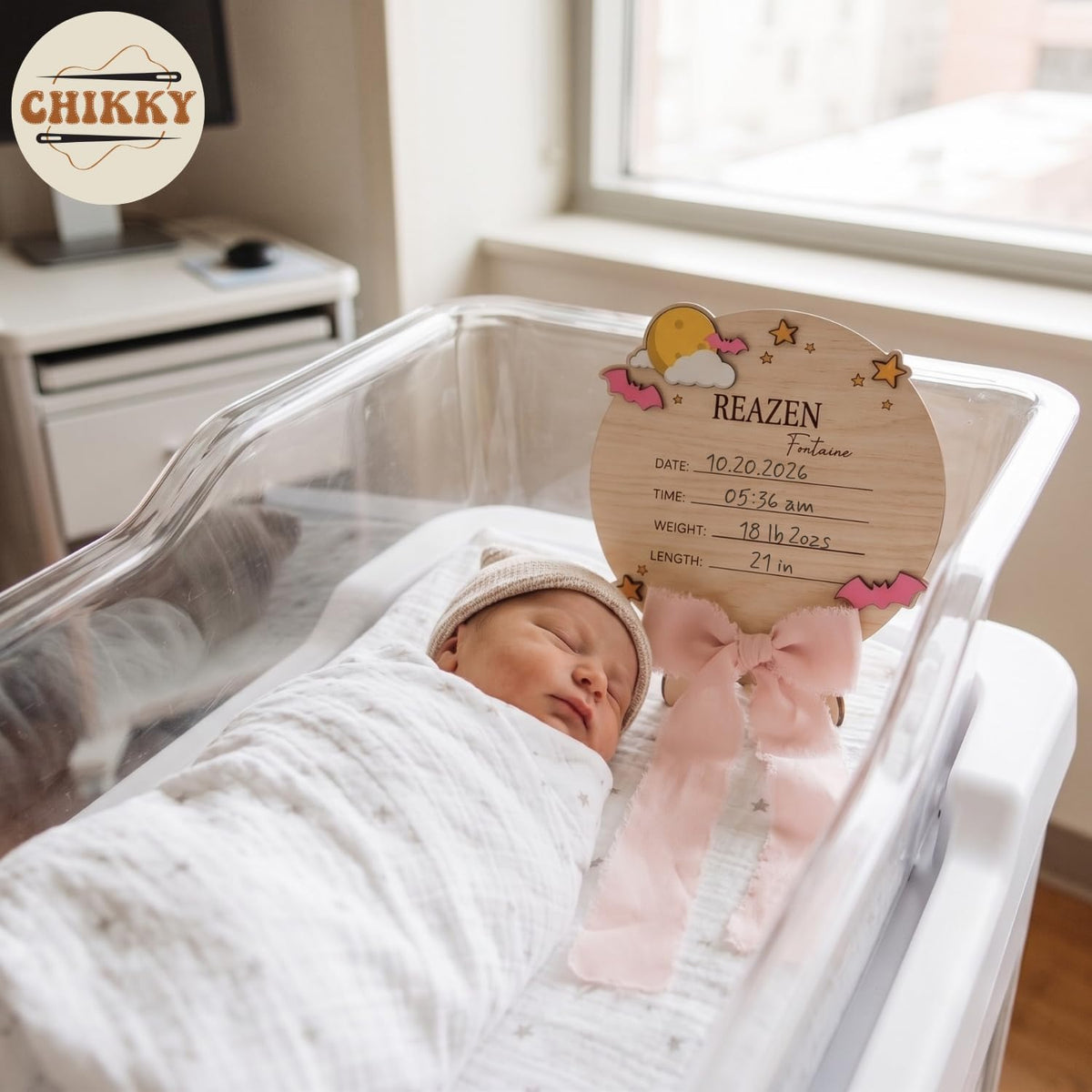 Personalized Wooden Birth Announcement Sign — image 3