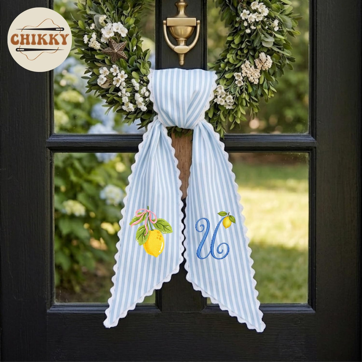 Monogram Personalized Wreath Sash — 8 - Lemon — image 5