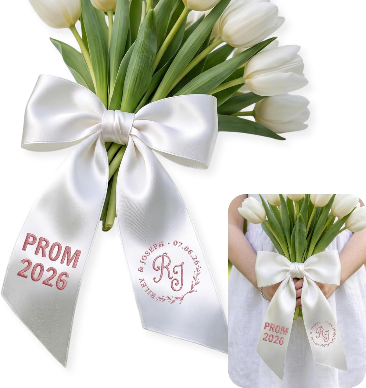 Personalized Embroidered Bouquet Sash — 6 - Prom 2026
