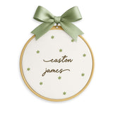 Personalized Newborn Name Embroidery Hoop — Bow
