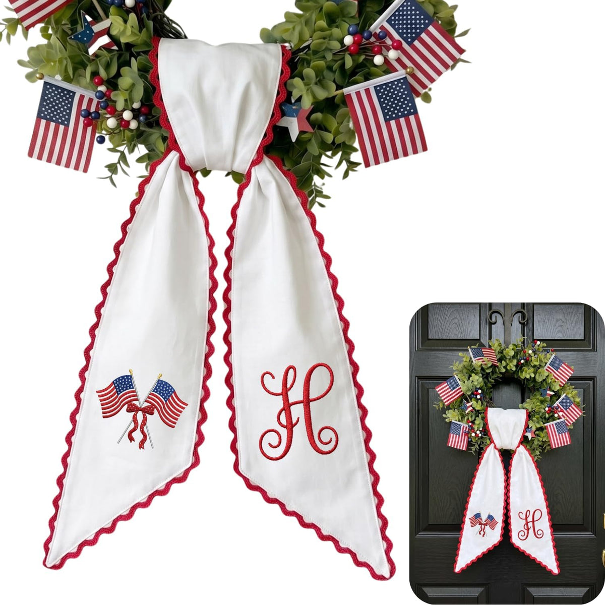 Patriotic Personalized Wreath Sash — 3