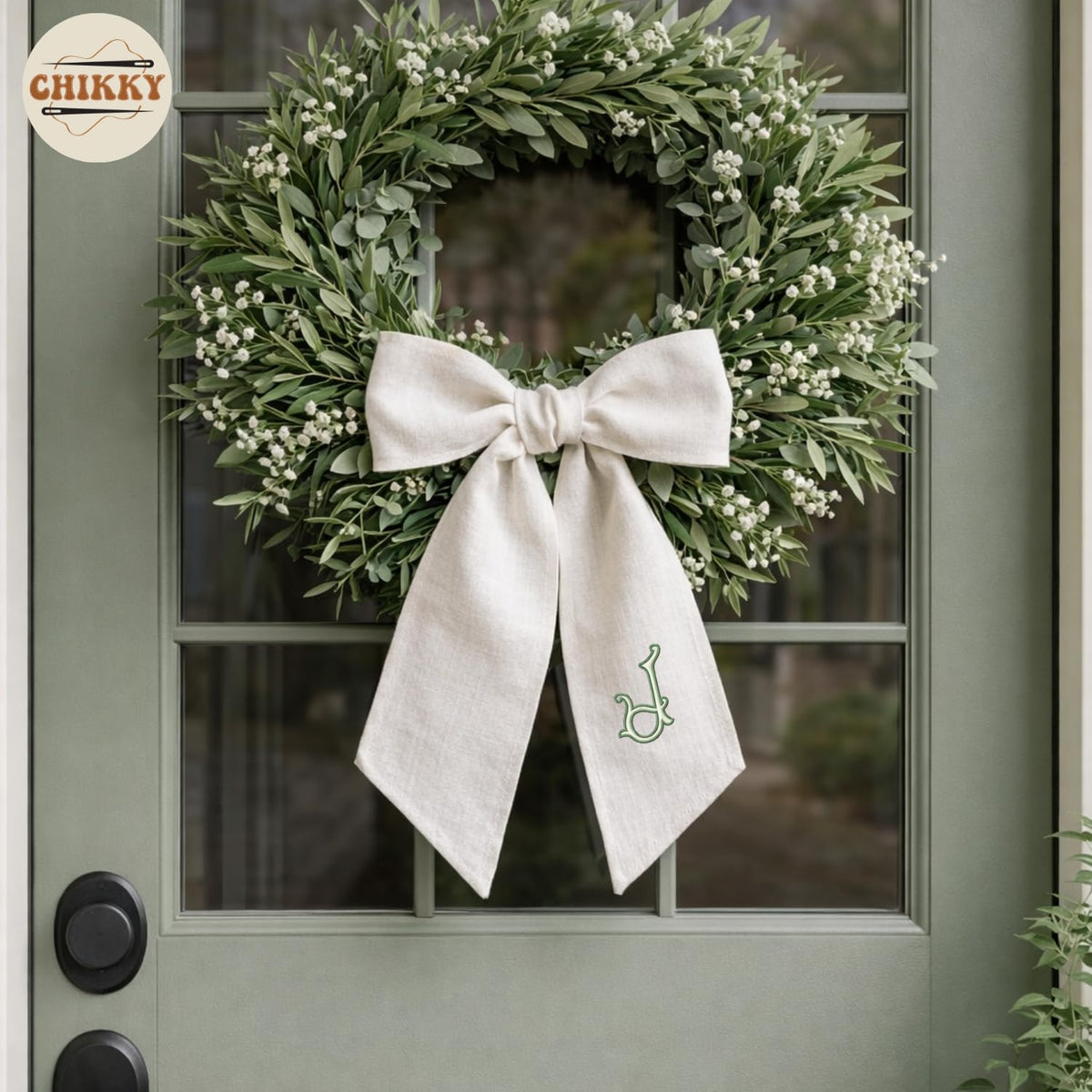 Monogram Personalized Wreath Sash — 6 - Initial — image 2