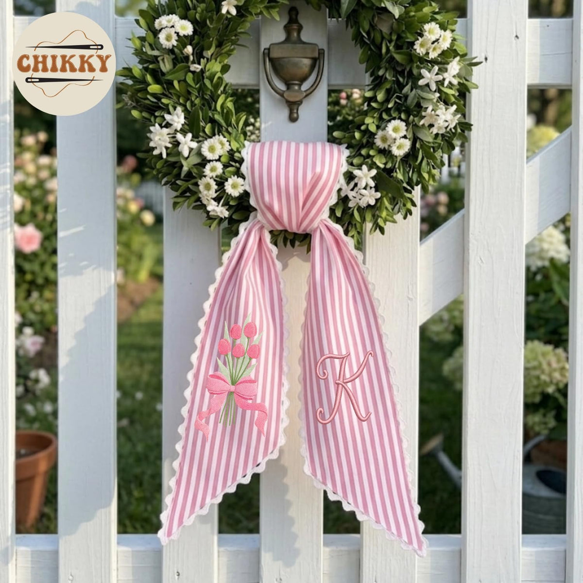 Monogram Personalized Wreath Sash — 9 - Tulip Bouquet — image 2