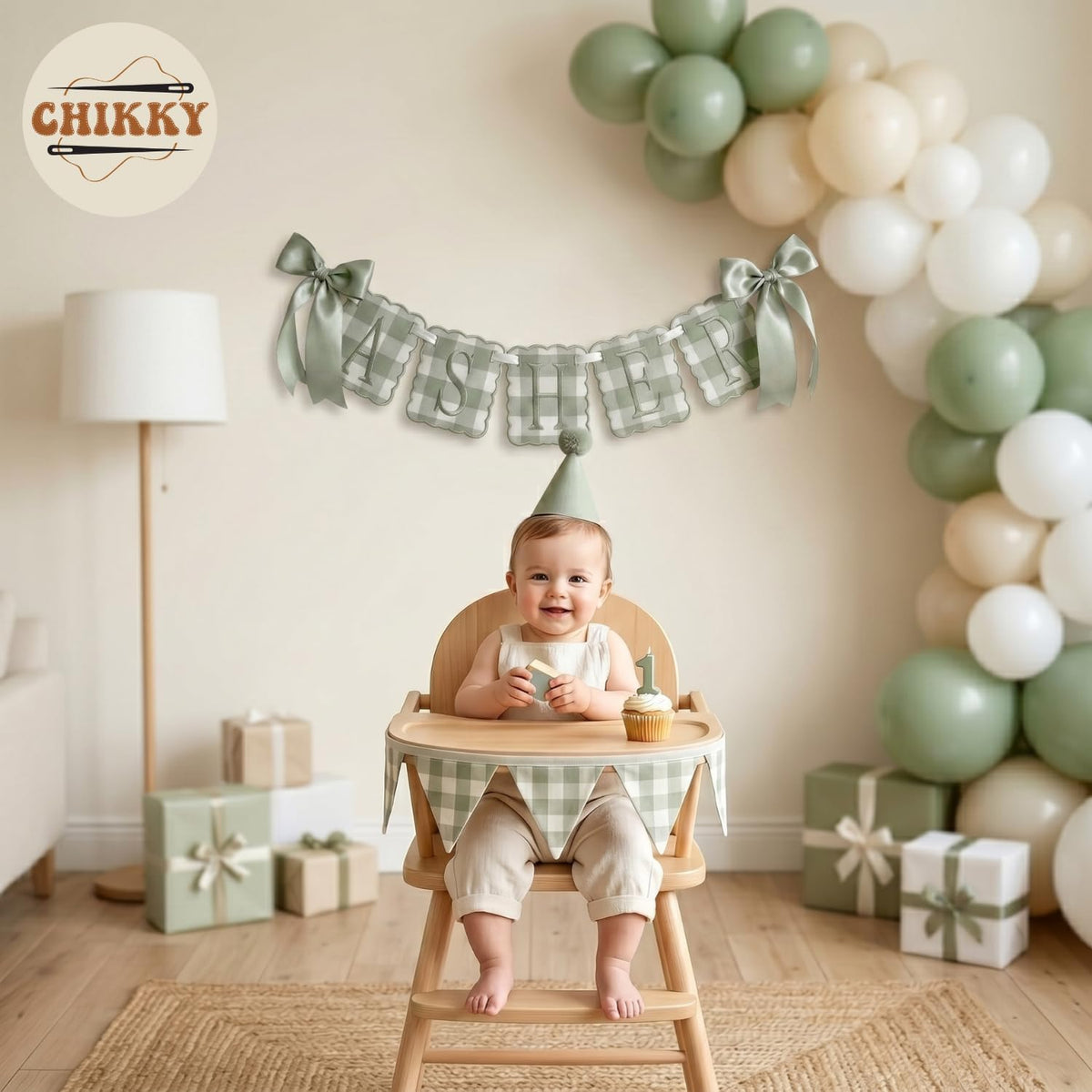 Personalized Embroidered Baby Name Banner — 4 - Sage — image 7