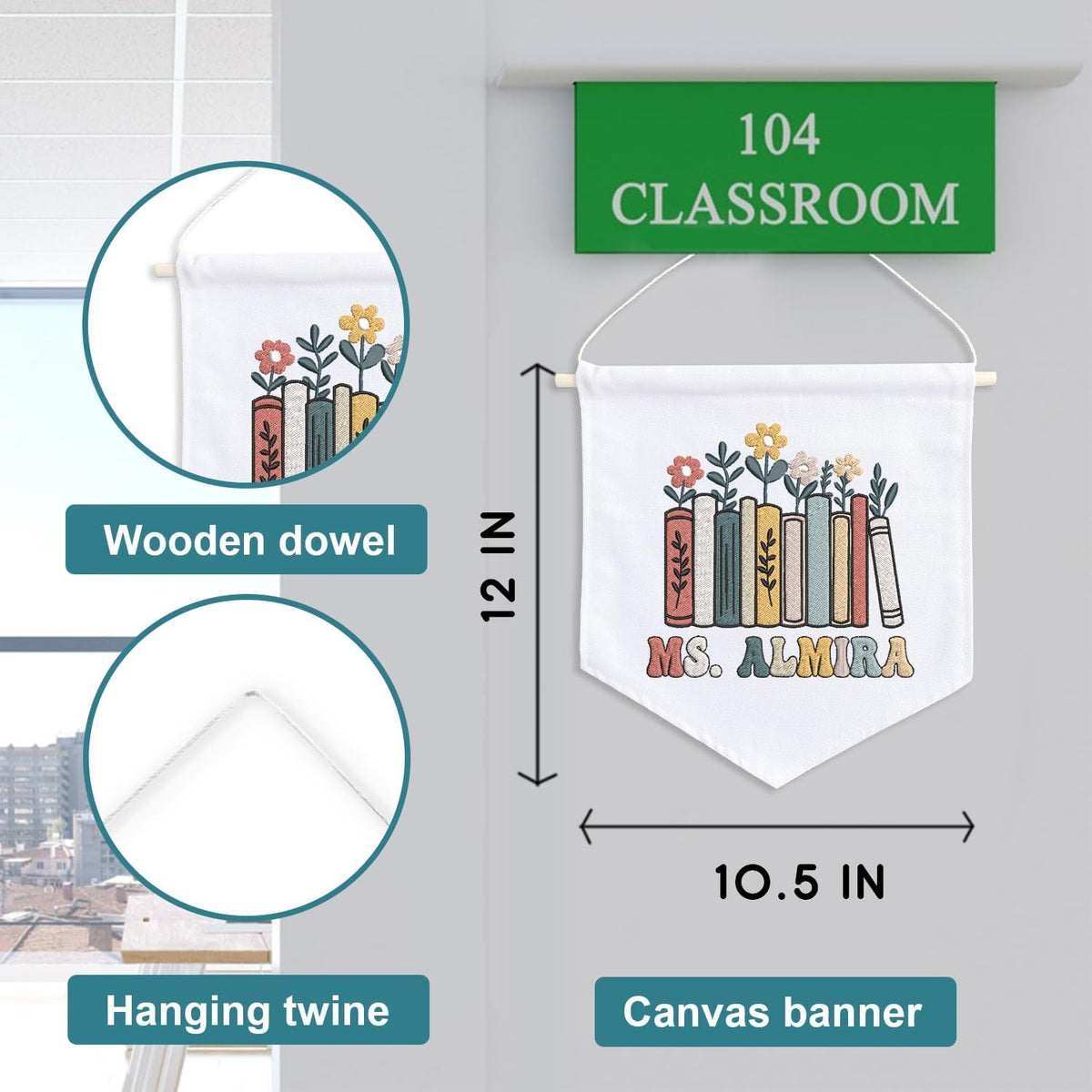 Personalized Embroidered Teacher Banner — 1 — image 6