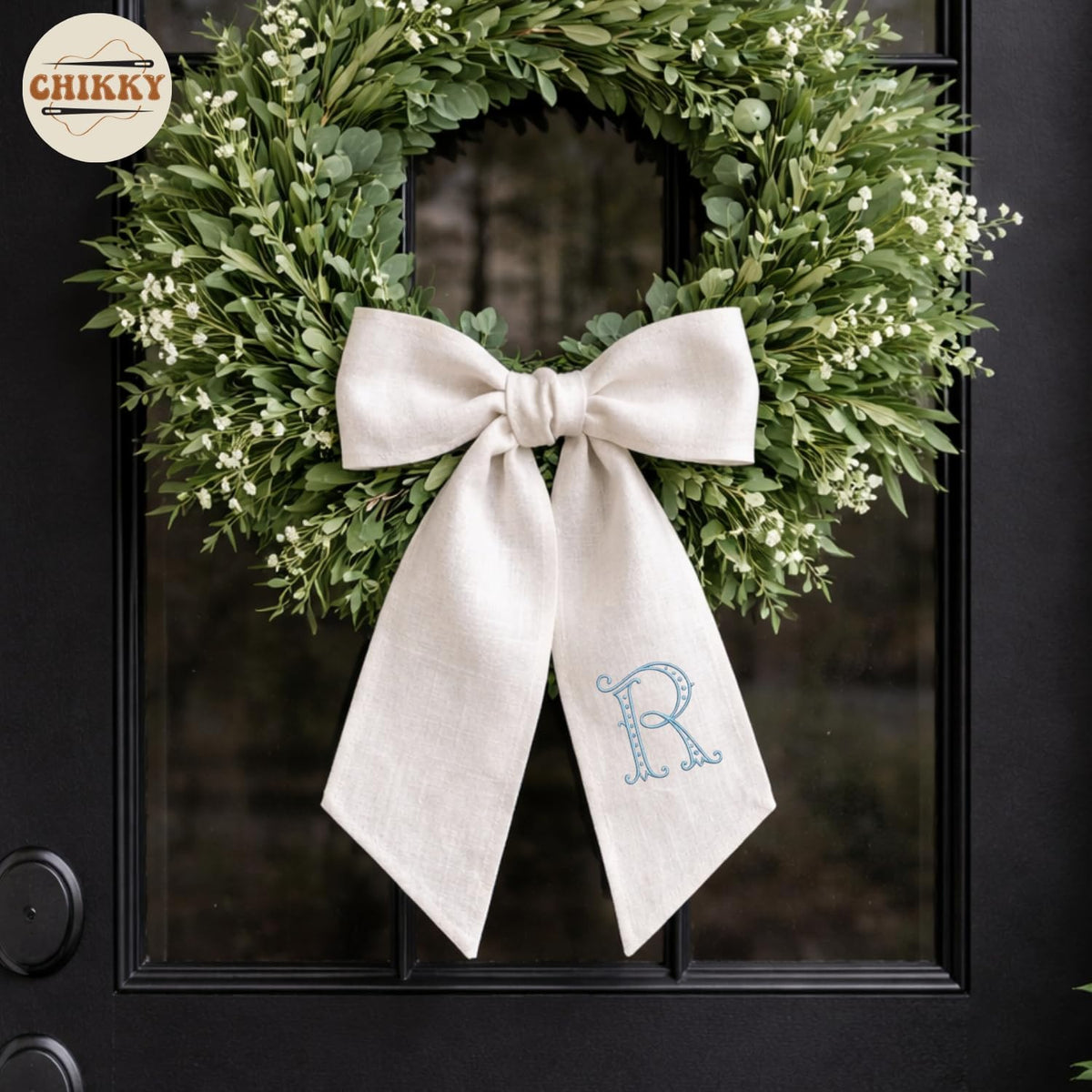 Monogram Personalized Wreath Sash — 2 - Initial — image 4