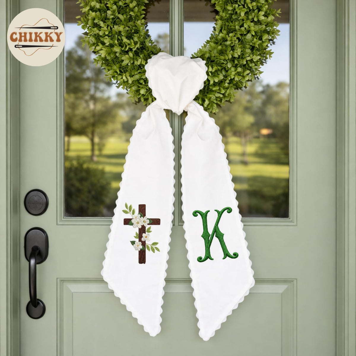 Monogram Personalized Wreath Sash — 11 - Initial — image 5