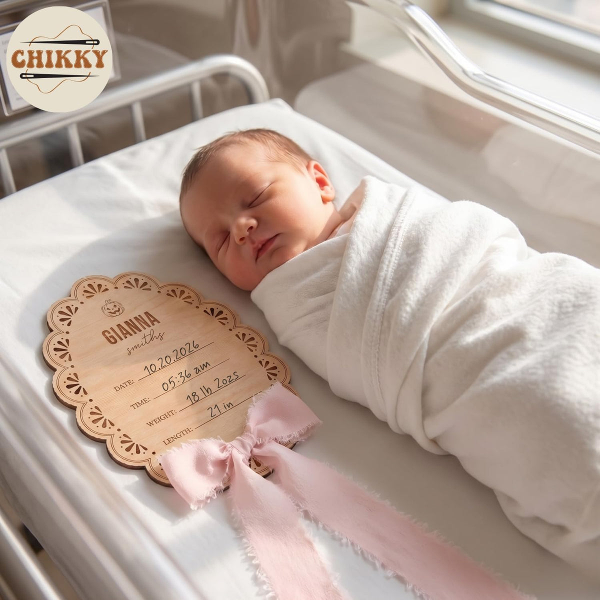 Personalized Wooden Birth Announcement Sign — image 5