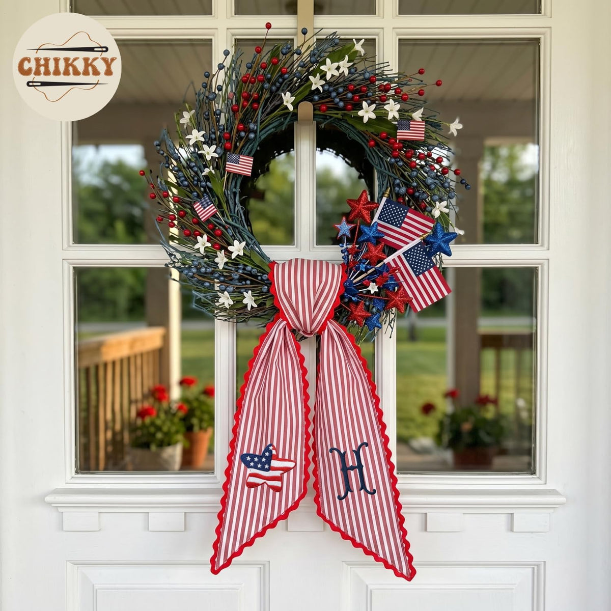 Patriotic Personalized Wreath Sash — 8 - USA Flag Star — image 5