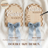 Personalized Wooden Birth Announcement Sign — 3 - plaid — image 5