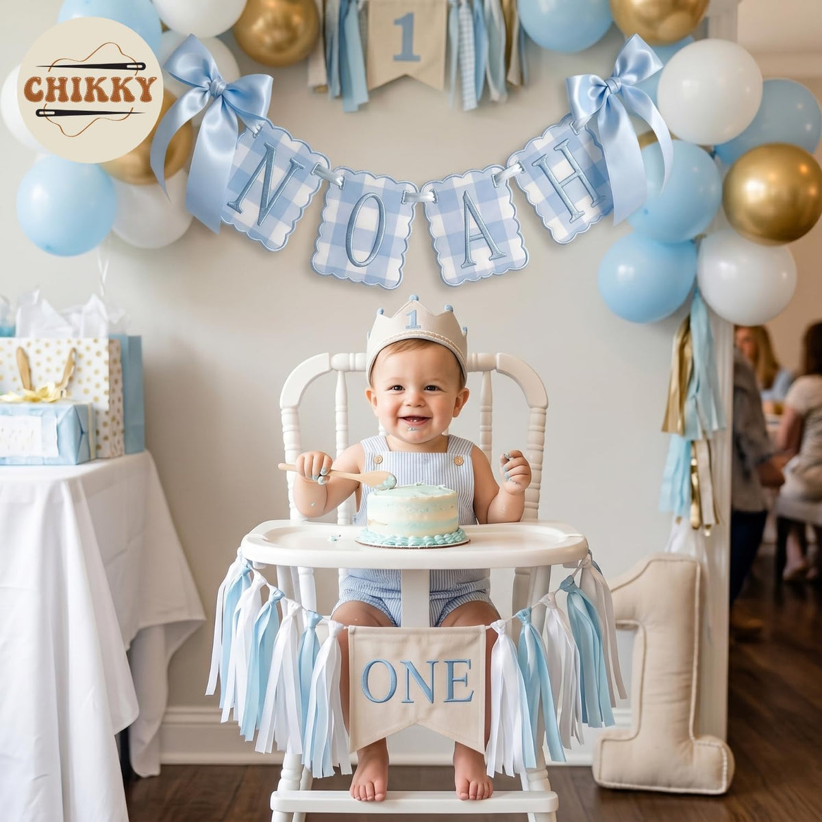 Personalized Embroidered Baby Name Banner — 2 - Blue — image 7
