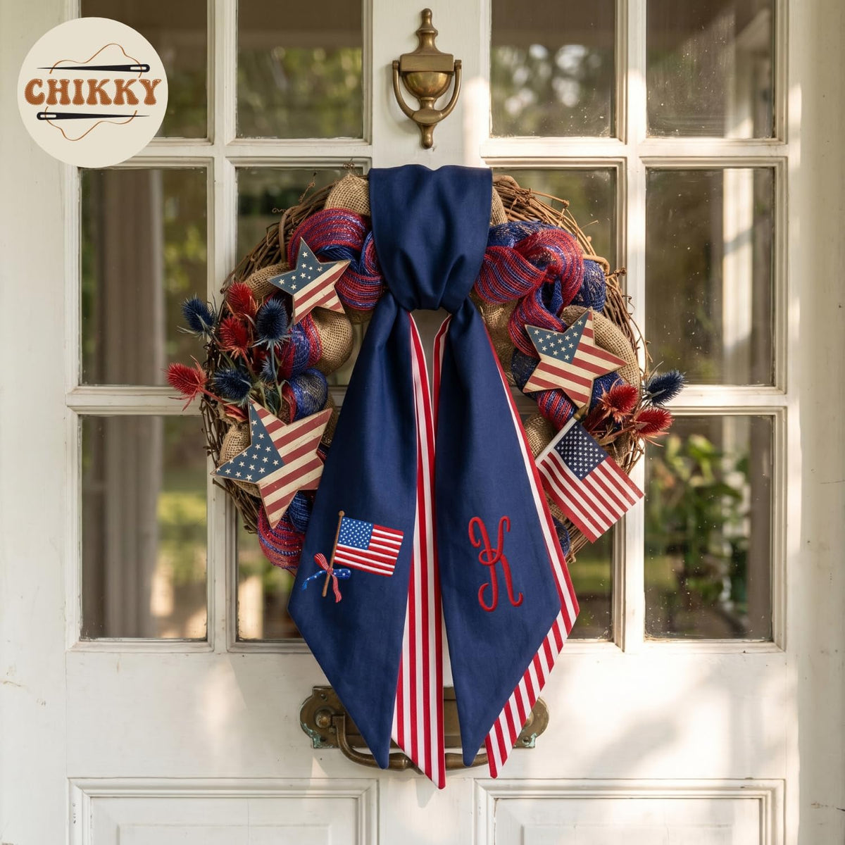 Patriotic Personalized Wreath Sash — 11 - American Flag — image 4