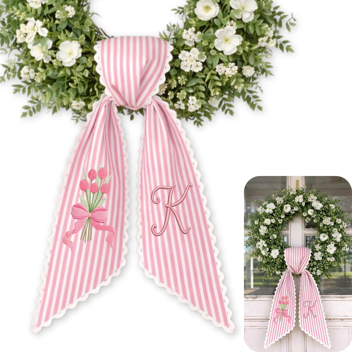 Monogram Personalized Wreath Sash — 9 - Tulip Bouquet