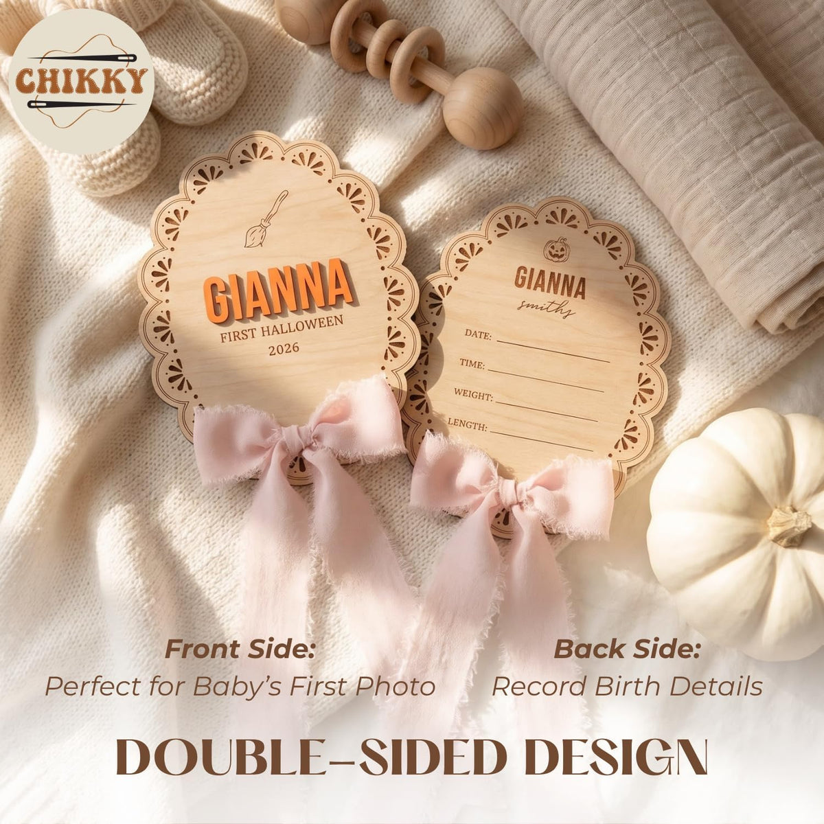 Personalized Wooden Birth Announcement Sign — image 7