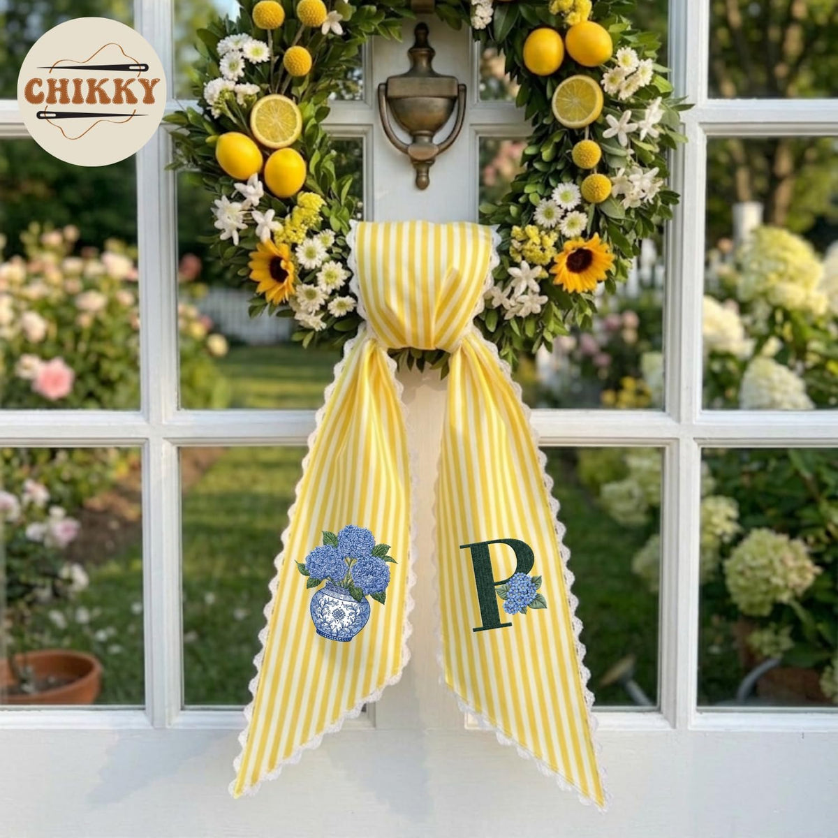 Monogram Personalized Wreath Sash — 10 - Hydrangea — image 5