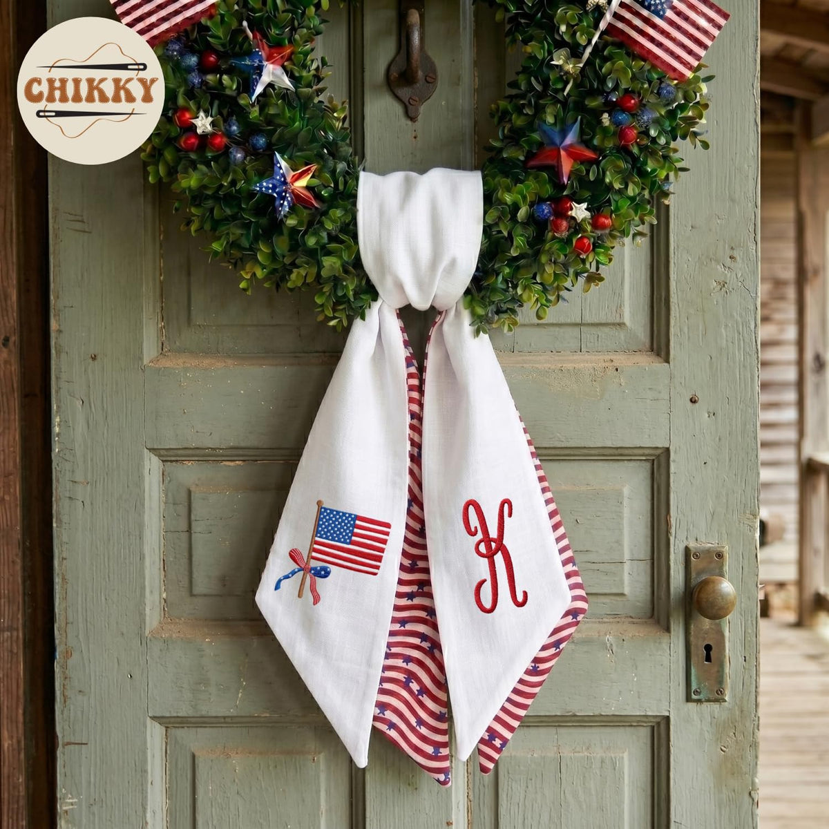 Patriotic Personalized Wreath Sash — 11 - American Flag — image 6
