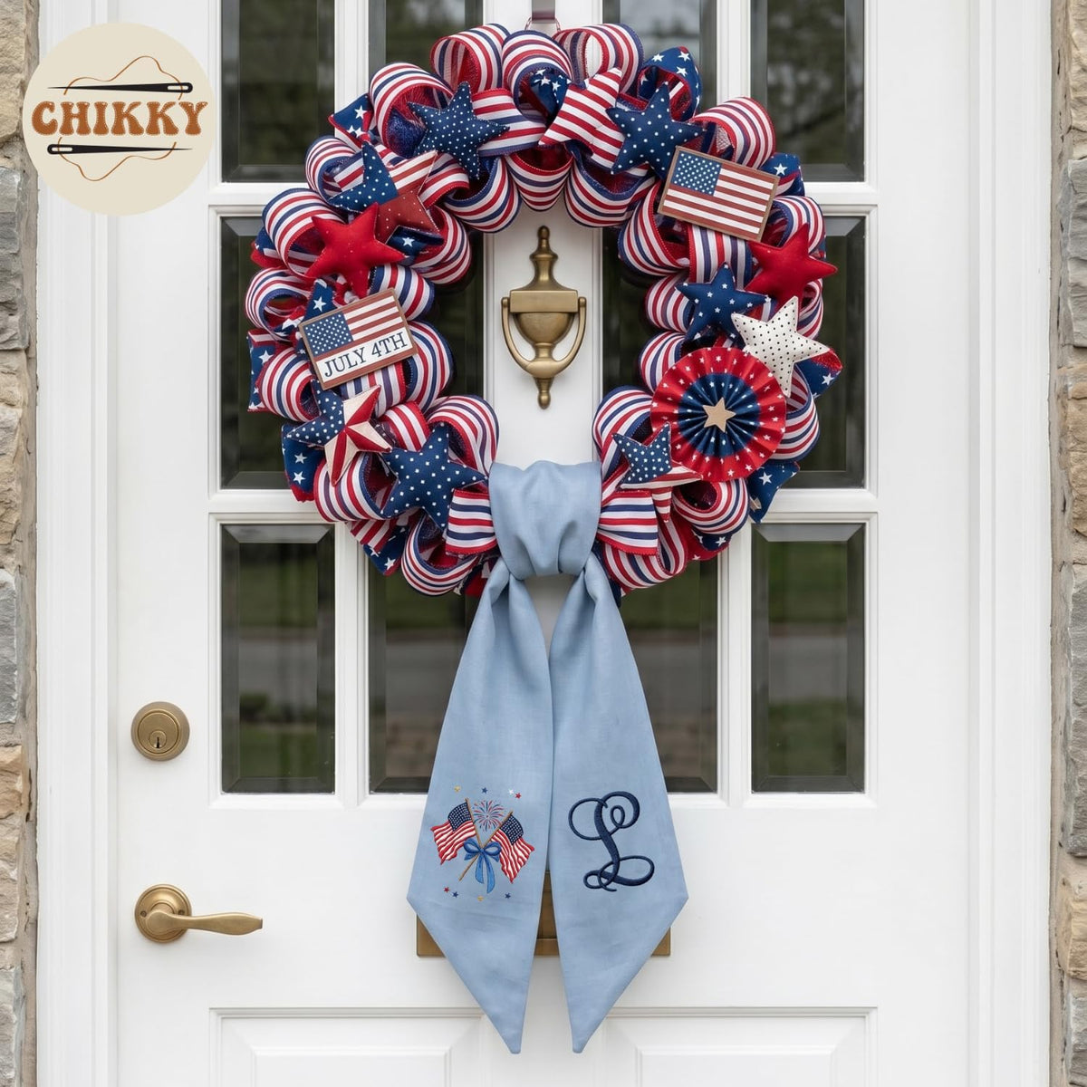 Monogram Personalized Wreath Sash — 9-4th of July — image 7