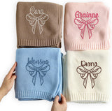 Personalized Knit Baby Blanket — 3 - Name Bow