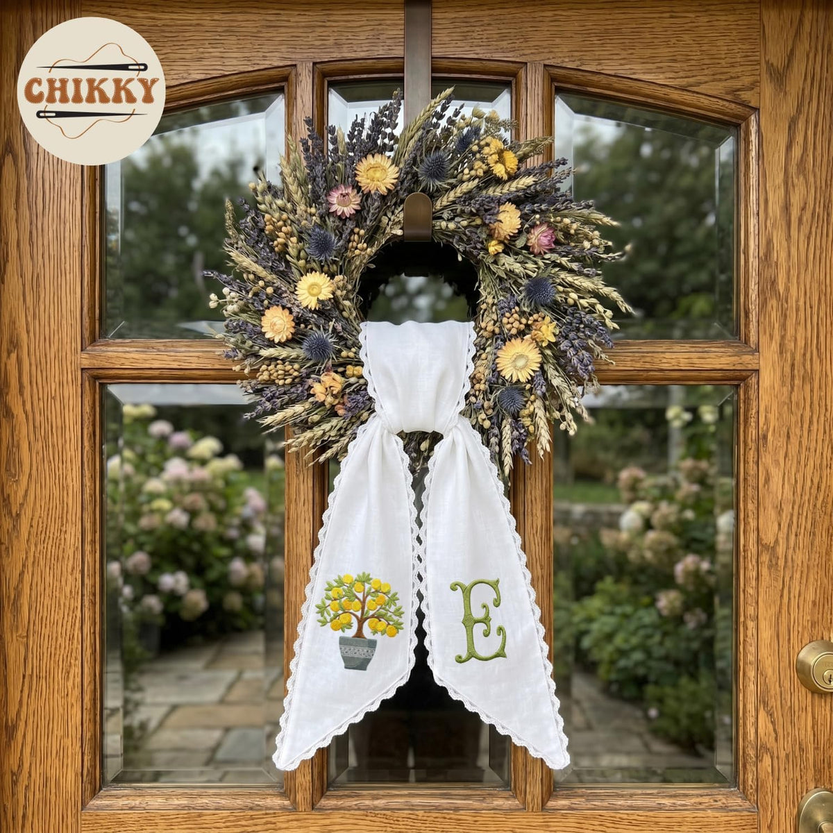 Monogram Personalized Wreath Sash — 2 - Lemon Tree — image 6