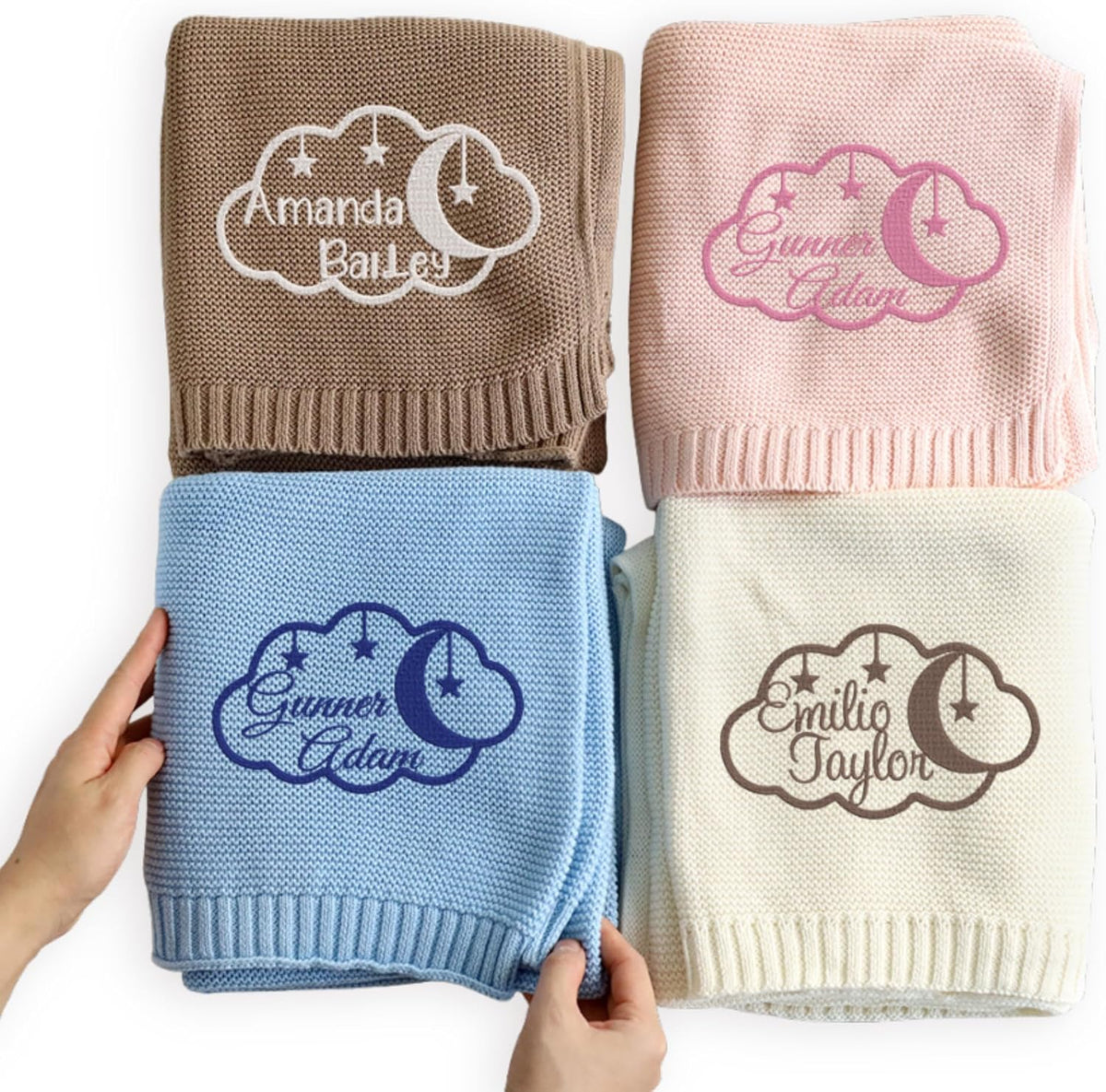 Personalized Knit Baby Blanket — 8 - Cloudy