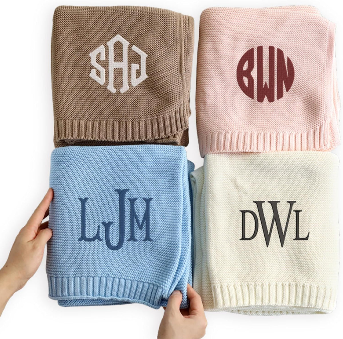 Personalized Knit Baby Blanket — 9 - Monogram