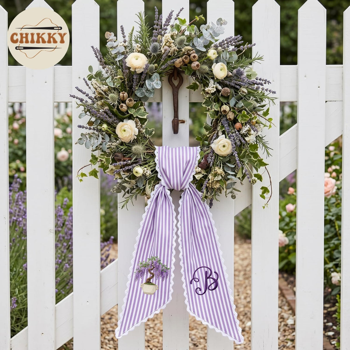 Monogram Personalized Wreath Sash — 2 - Lavender Bonsai — image 2