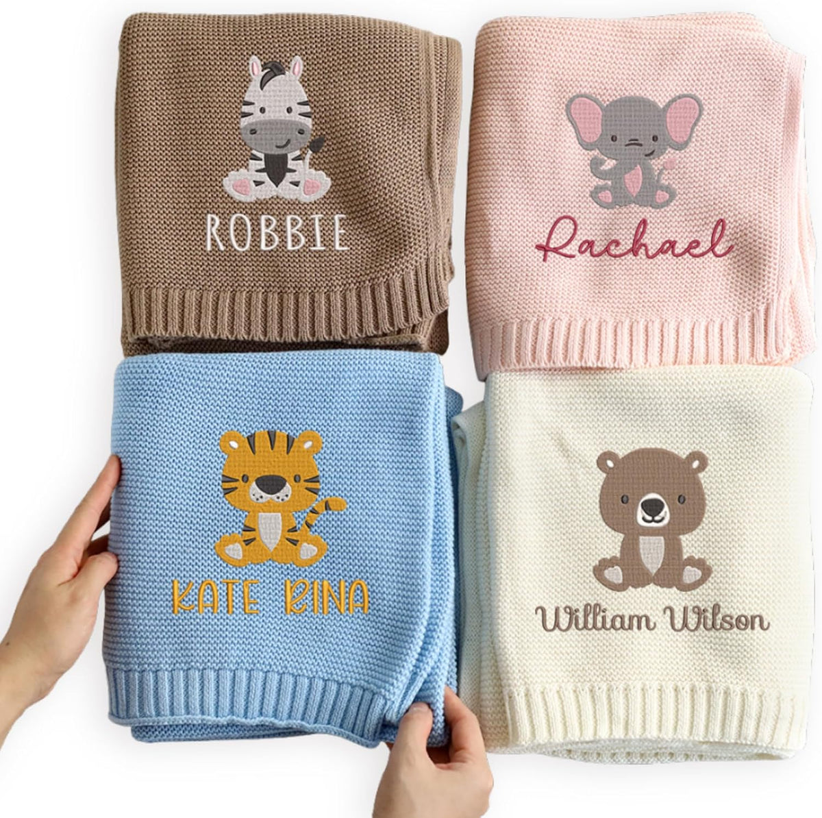 Personalized Knit Baby Blanket — 7 - Animal
