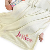 Personalized Knit Baby Blanket — 1 - Name