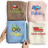 Personalized Knit Baby Blanket — 4 - Vehicle