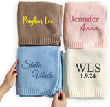 Personalized Knit Baby Blanket — 1 - Name