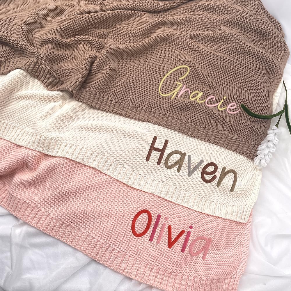 Personalized Knit Baby Blanket — 1 - Name — image 3