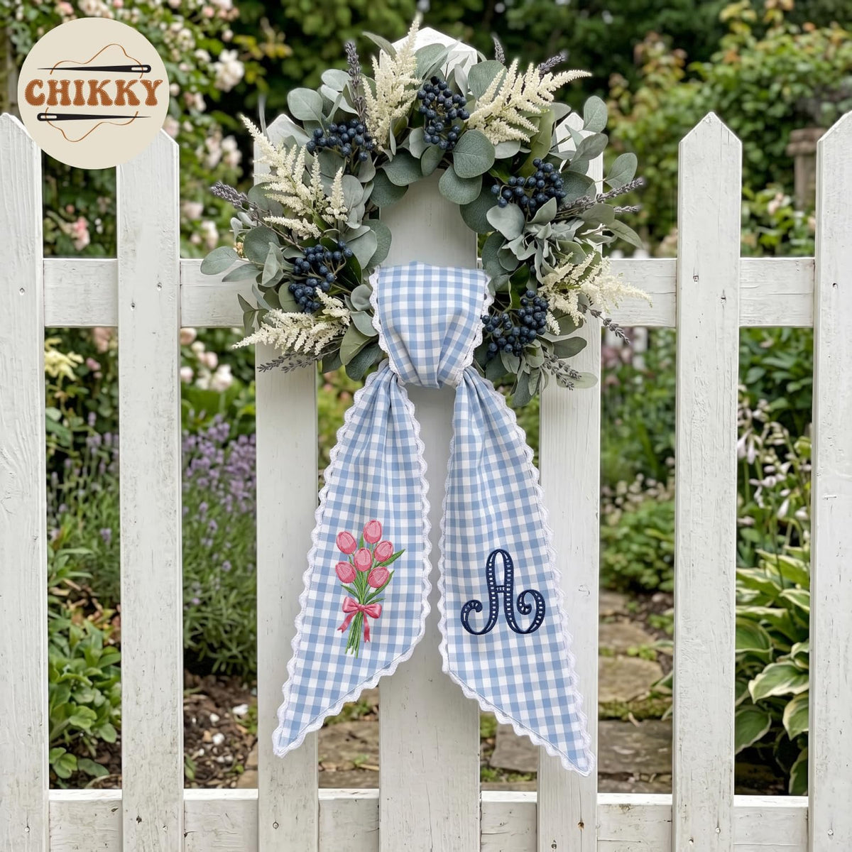 Monogram Personalized Wreath Sash — 8 - Pink Tulip — image 5