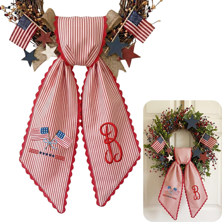 Patriotic Personalized Wreath Sash — 12 - USA Flag