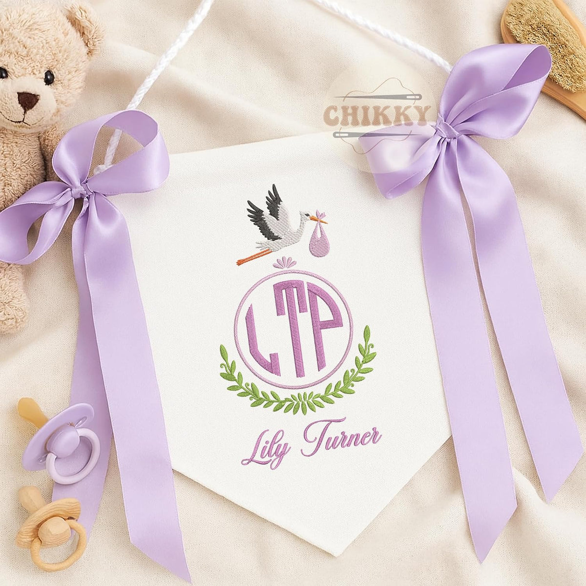Personalized Embroidered Baby Name Banner — 14 — image 3