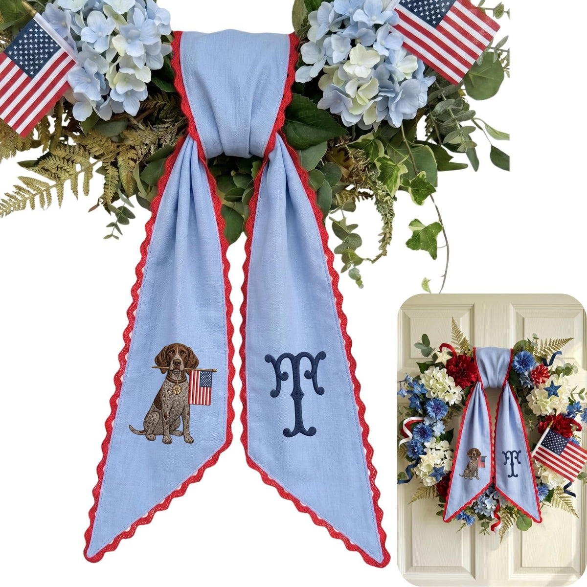Monogram Personalized Wreath Sash