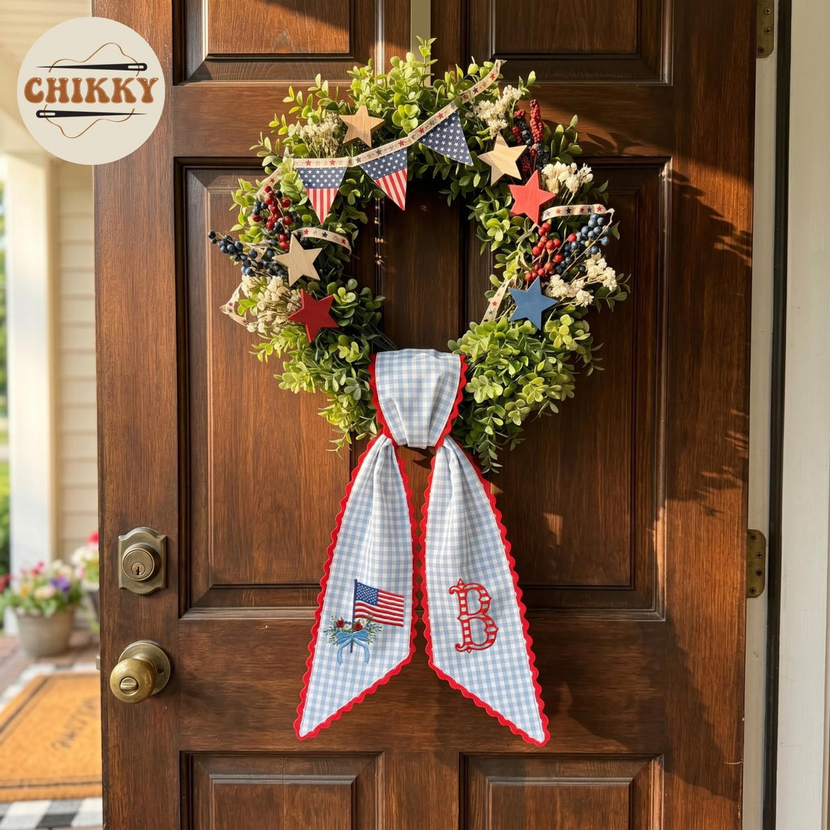Patriotic Personalized Wreath Sash — 1 - USA Flag Flowers — image 6