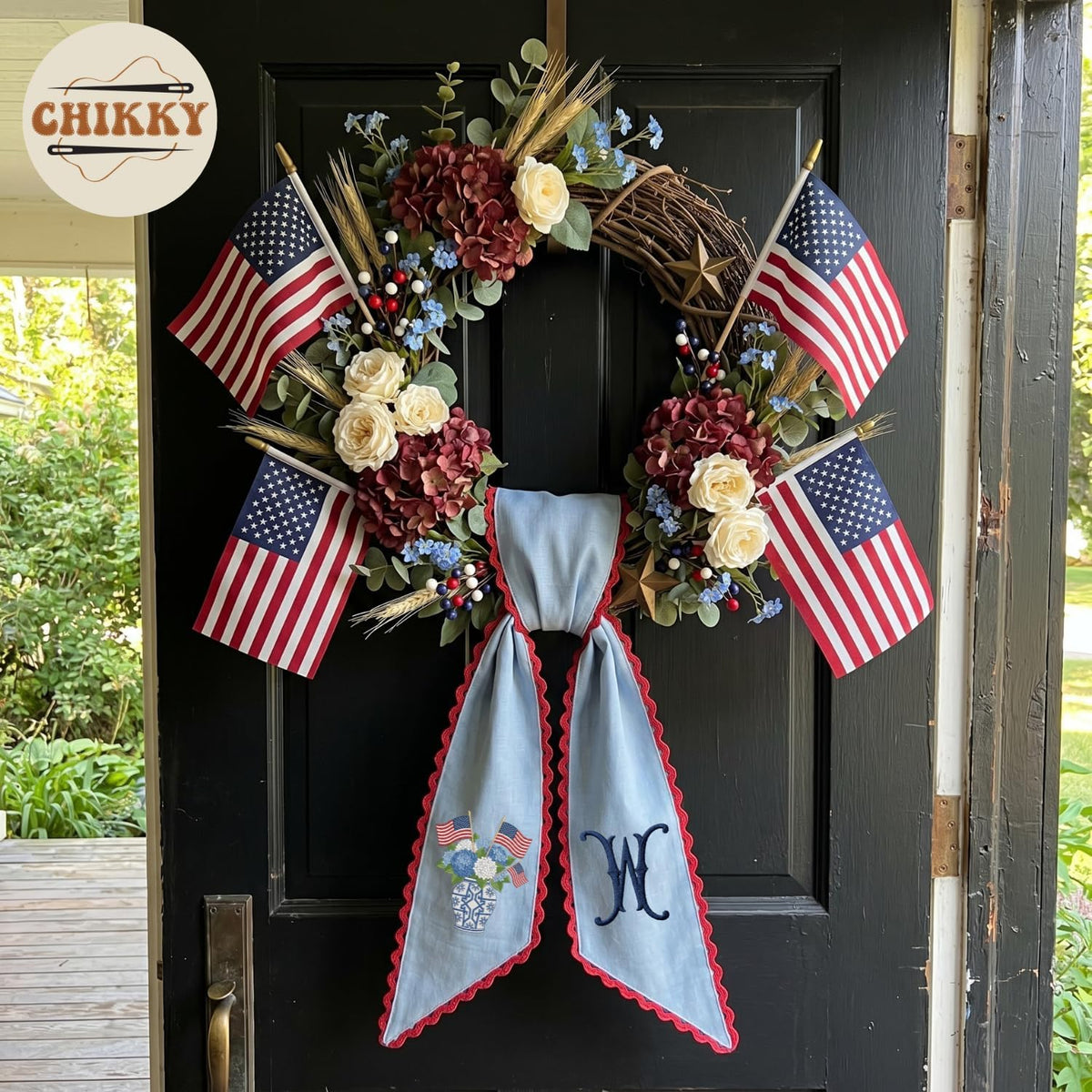 Monogram Personalized Wreath Sash — 8 - USA Hydrangea — image 5