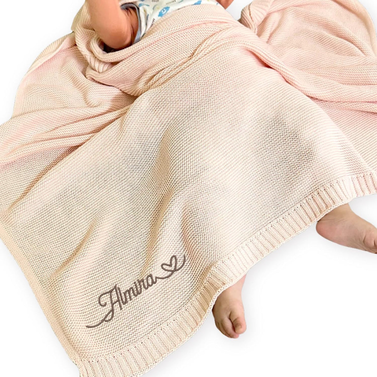 Personalized Knit Baby Blanket — 2 - Name Heart